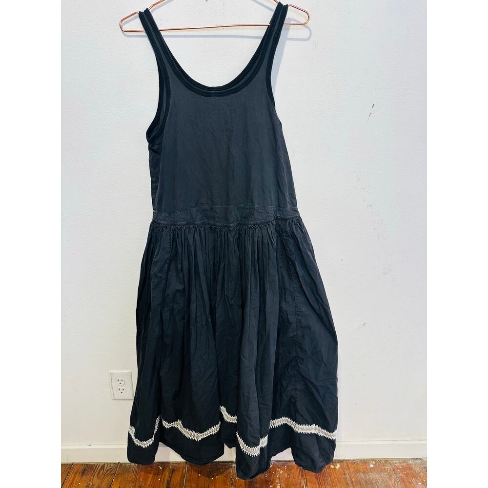 DIOTIMA Black White Relaxed Silhouette Decorative Stitching Pocomania Gown sz S - Picture 3 of 13